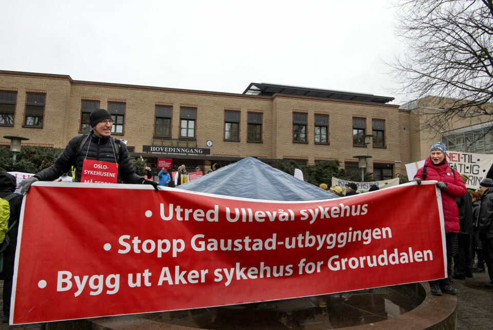 Demonstrasjon og markering ved Ullevål sykehus. Demonstrasjon ved Ullevål sykehus.
