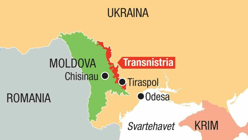 Transnistria er en liten utbryterrepublikk i Moldova som grenser mot Ukraina, og som har vært kontrollert av et prorussisk regime siden 1990-tallet. Transnistria er en liten utbryterrepublikk i Moldova som grenser mot Ukraina, og som har vært kontrollert av et prorussisk regime siden 1990-tallet.