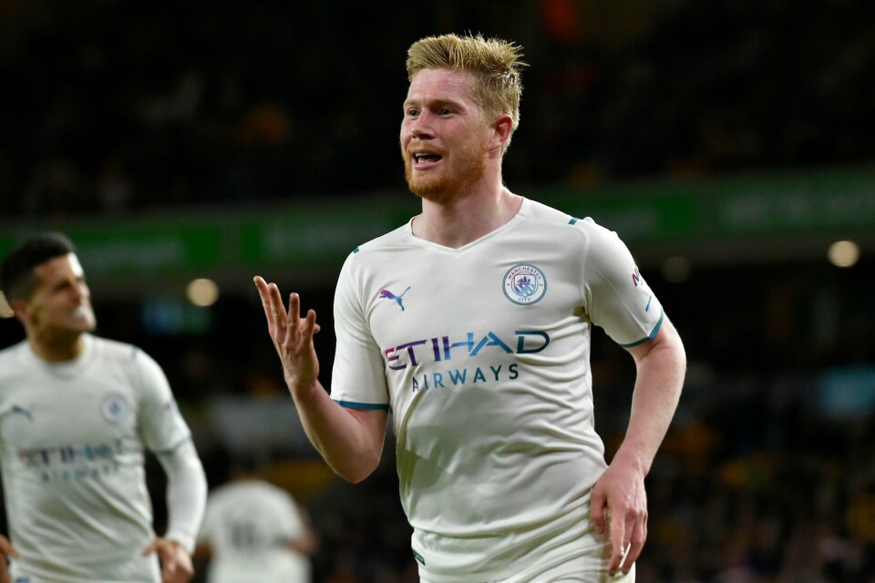 Kevin De Bruyne var den store spilleren med fire mål da Manchester City tok et nytt klyv mot seriegull. Foto: Rui Vieira, AP / NTB Kevin De Bruyne var den store spilleren med fire mål da Manchester City tok et nytt klyv mot seriegull. Foto: Rui Vieira, AP / NTB
