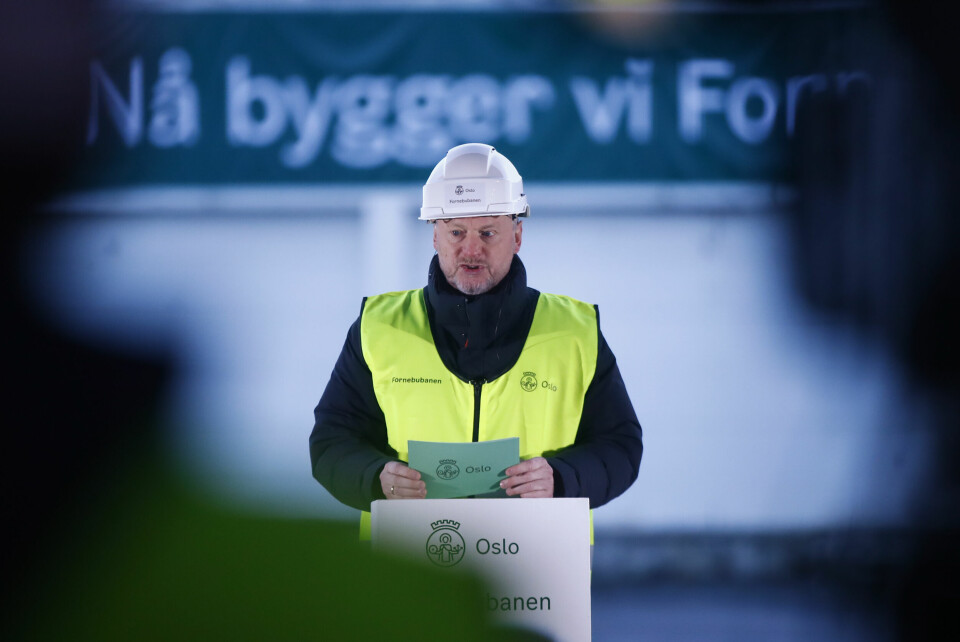 Fornebu 20201211. Oslos byrådsleder Raymond Johansen (Ap) under anleggsstarten av den nye Fornebubanen.Foto: Terje Pedersen / NTB