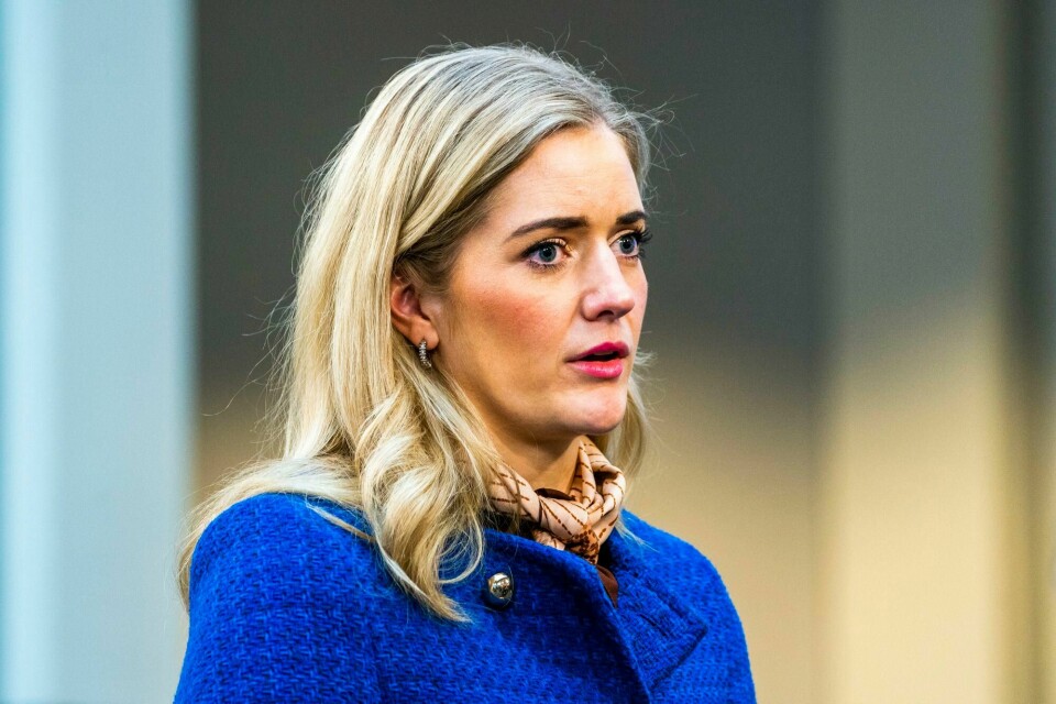 Justisminister Emilie Enger Mehl. Oslo 20220318. Justisminister Emilie Enger Mehl (Sp) etter regjeringens pressekonferanse i forbindelse med krigen i Ukraina og konsekvensene den har for Norge.Foto: Håkon Mosvold Larsen / NTB