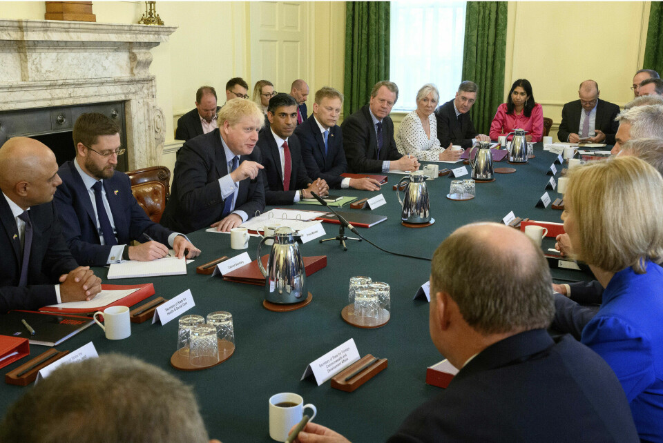 Statsminister Boris Johnson og regjeringen holdt møte tirsdag, dagen etter mistillitsvotumet. Statsminister Boris Johnson og regjeringen holdt møte tirsdag, dagen etter mistillitsvotumet.