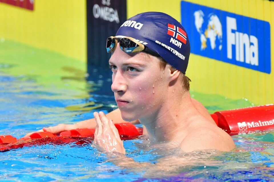 Henrik Christiansen klarte ikke å ta seg videre til VM-finale i 400 meter fri. Her fra VM i Abu Dhabi i 2021. Foto: Jonas Ekströmer / TT / NTB Henrik Christiansen klarte ikke å ta seg videre til VM-finale i 400 meter fri. Her fra VM i Abu Dhabi i 2021. Foto: Jonas Ekströmer / TT / NTB