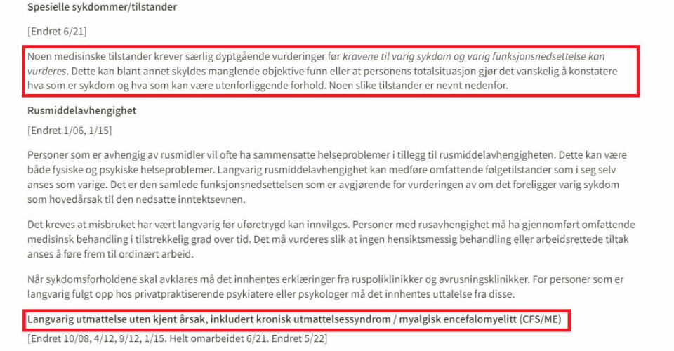 I skrivet til Nav blir saksbehandllerne bedt om å gjøre ekstra grundige undersøkelser, når rusavhengige og ME-syke søker om uføretrygd. Slik formuleres forskjellsbehandlingen av ME-syke i hvordan Navs skal vurdere uføretrygd.