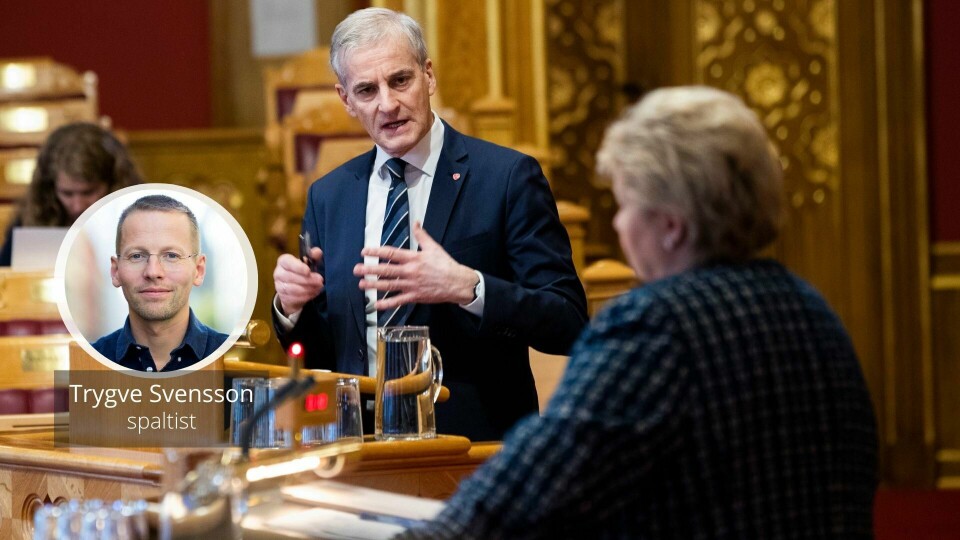 Jeg håper vi har gode politiske debatter i 2023, skriver Trygve Svensson. På bildet er to av Norges mest velkjente debattanter i sving. Jeg håper vi har gode politiske debatter i 2023, skriver Trygve Svensson. På bildet er to av Norges mest velkjente debattanter i sving.