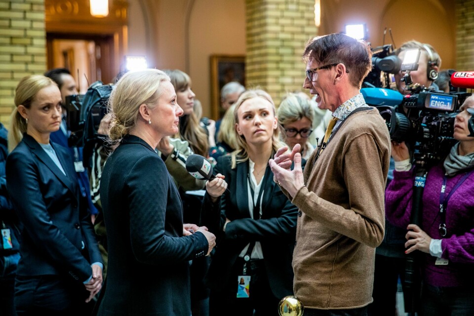 Rune Halseth sammen med Anniken Hauglie (H), som var arbeids- og sosialminister da trygdeskandalen sprakk. Rune Halseth sammen med Anniken Hauglie (H), som var arbeids- og sosialminister da trygdeskandalen sprakk.