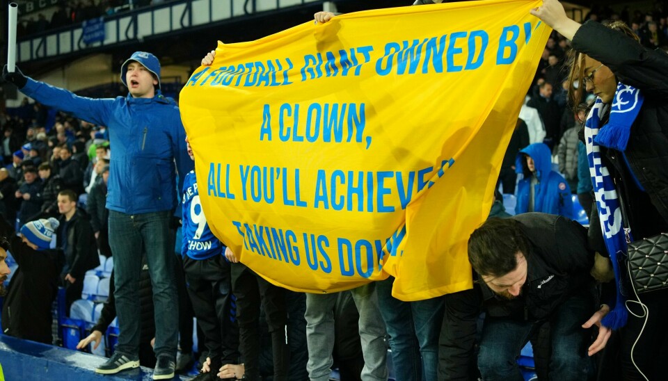 Everton-fansen er misfornøyd med situasjonen i klubben. Everton-fansen er misfornøyd med situasjonen i klubben. Foto: Jon Super, AP / NTB
