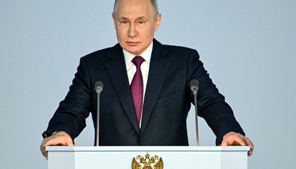 Russlands president Vladimir Putin (70) holder her sin årlige tale til nasjonen i Kreml 21. februar, der han understreket at Vesten er i krig mot Russland. Russlands president Vladimir Putin (70) holder her sin årlige tale til nasjonen i Kreml 21. februar, der han understreket at Vesten er i krig mot Russland. Foto: Pavel Bednyakov Kreml Pool Photo via AP / NTB