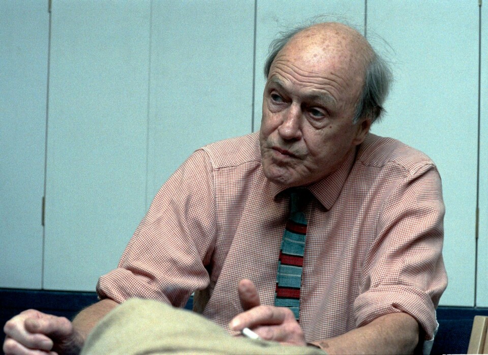 Roald Dahl, her fra 1989 da han presenterte sin bok Matilda i norsk oversettelse. Roald Dahl, her fra 1989 da han presenterte sin bok Matilda i norsk oversettelse.