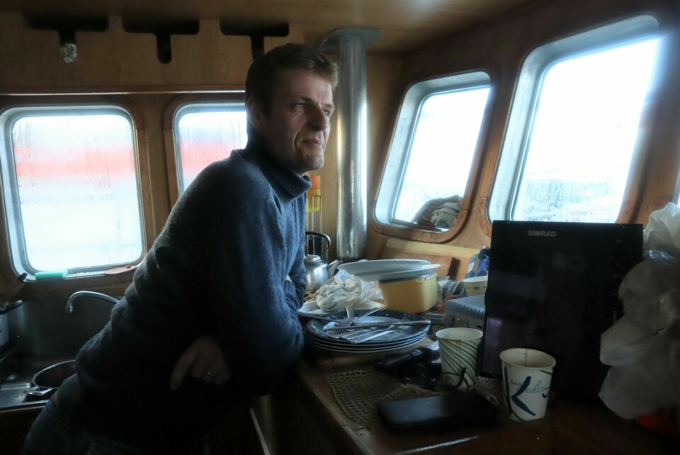 Bernhard Idsø om bord 'Kristina'. Bernhard Idsø