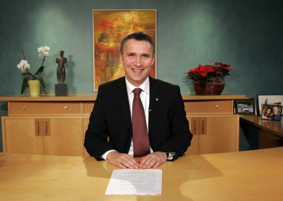 Statsminister Jens Stoltenberg under nyttårstalen 1. januar 2007. Statsminister Jens Stoltenberg under nyttårstalen 1. januar 2007.