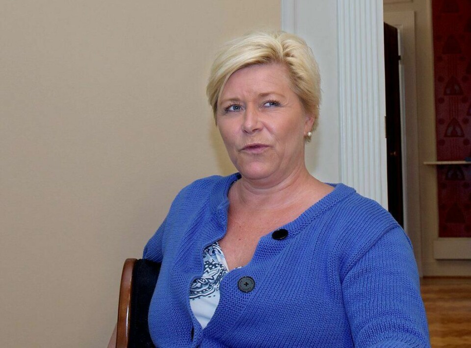 OMSTRIDT: Siv Jensen skapte klimastorm i vår, og nå havner hun i den igjen. FOTO: MIMSY MØLLER