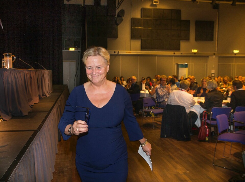 Kulturminister Thorhild Widvey under filmpolitisk debatt i Haugesund. FOTO: TERJE BENDIKSBY/ NTB SCANPIX