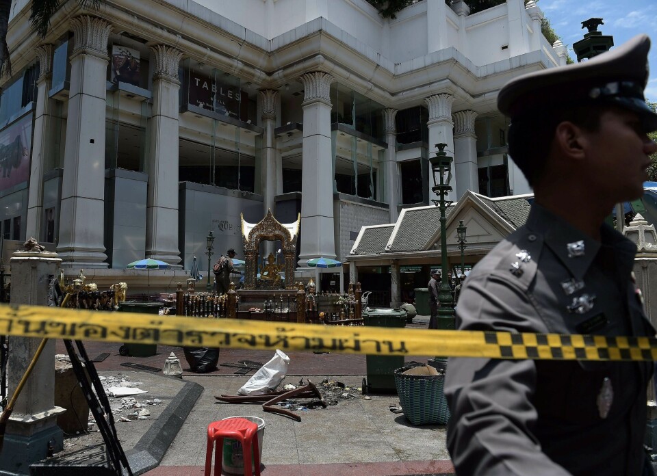 Angrepet i Bangkok har ført til en spent situasjon. Det rammet i hjertet av Bangkok, og kommer i en vanskelig politisk tid i landet. FOTO: CHRISTOPHE ARCHAMBAULT/NTB SCANPIX Angrepet i Bangkok har ført til en spent situasjon. Det rammet i hjertet av Bangkok, og kommer i en vanskelig politisk tid i landet. FOTO: CHRISTOPHE ARCHAMBAULT/NTB SCANPIX