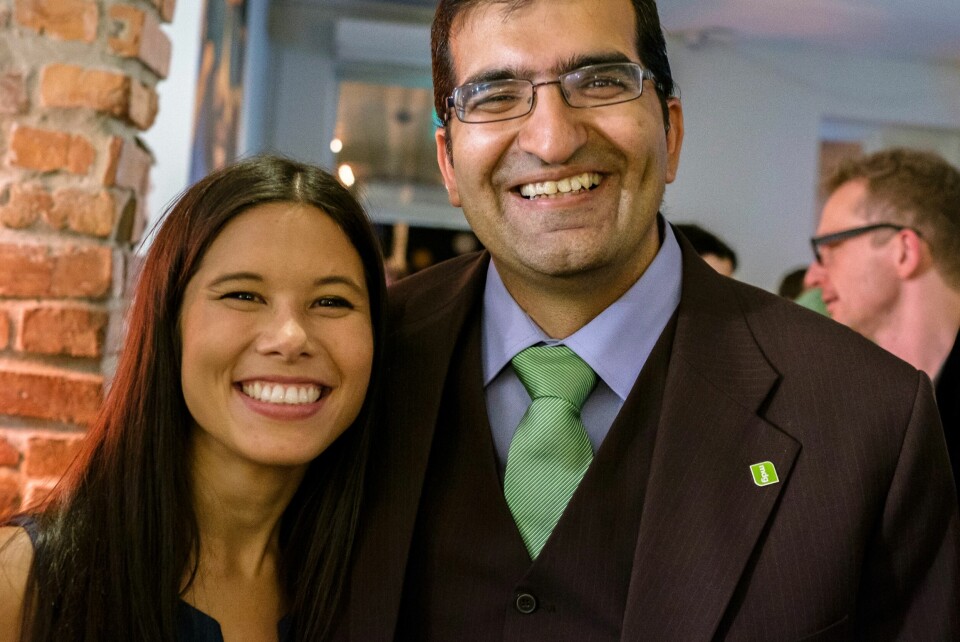 Miljøpartiet de Grønne. 1. kandidat Lan Marie Nguyen Berg og 3. kanditat og orførerkanditat i Oslo, Shoaib Sultan. FOTO: NTB SCANPIX Miljøpartiet de Grønne. 1. kandidat Lan Marie Nguyen Berg og 3. kanditat og orførerkanditat i Oslo, Shoaib Sultan. FOTO: NTB SCANPIX