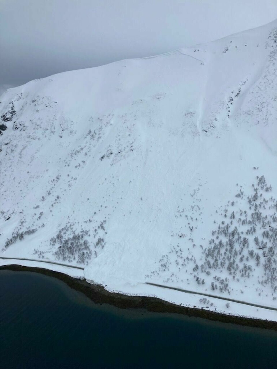 Et snøskred gikk gått over Akkarvikveien på Arnøya i Troms onsdag morgen. Et redningshelikopter har vært i området og sjekket skredet sammen med en brøytebilsjåfør og en brannmann som var på stedet. Det ble ikke funnet noen spor i nærheten av skredet og ingen funn i selve skredet. Et snøskred gikk gått over Akkarvikveien på Arnøya i Troms onsdag morgen. Et redningshelikopter har vært i området og sjekket skredet sammen med en brøytebilsjåfør og en brannmann som var på stedet. Det ble ikke funnet noen spor i nærheten av skredet og ingen funn i selve skredet. Foto: HRS Nord-Norge / NTB