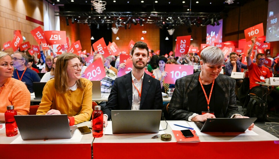Rødt sitt landsmøte i Stavanger fredag. Fra venstre: Marie Sneve Martiniussen, Bjørnar Moxnes og Benedikte Pryneid Hansen. Rødts tiende landsmøte startet i Stavanger fredag. Fra venstre nestleder Marie Sneve Martinussen, partileder Bjørnar Moxnes og partisekretær Benedikte Pryneid Hansen. Foto: Carina Johansen / NTB