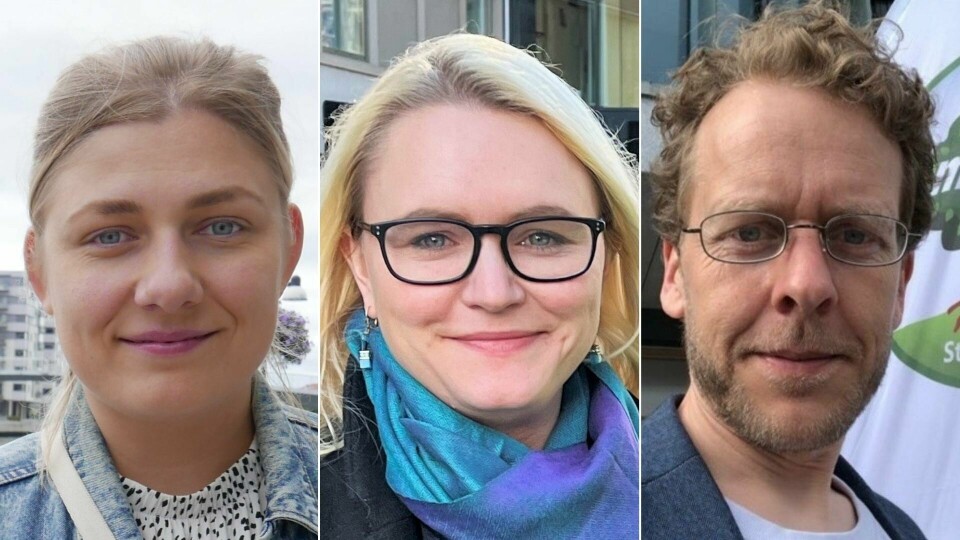 «Barn skal få mulighet til å delta på lik linje med andre barn, selv om foreldrene står utenfor arbeidslivet», skriver Hannah Berg (t.v.), Silje Louise Waters og Jonas Qvale. Gruppelederne Hannah Berg (Rødt Fredrikstad, t.v.), Silje Louise Waters (Fredrikstad SV) og Jonas Qvale (Bymiljølista).