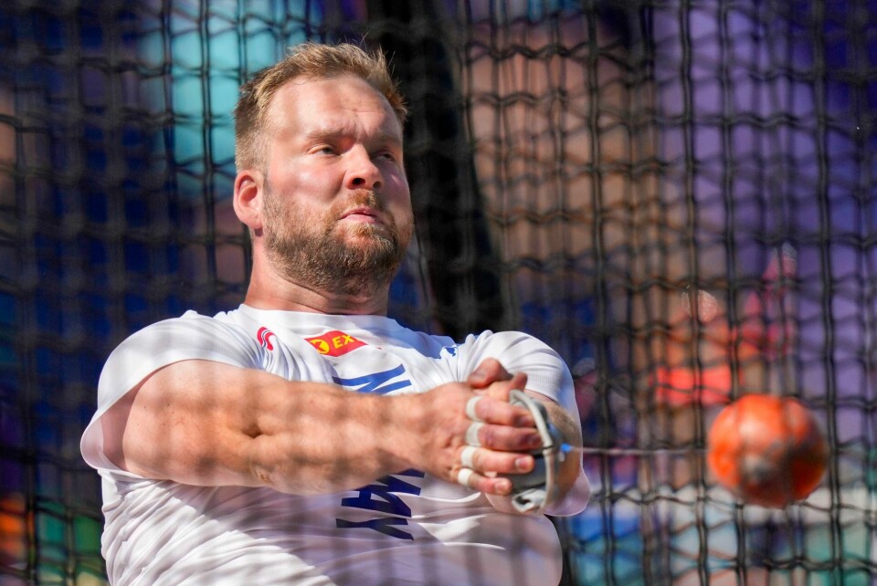 Eivind Henriksen, IK Tjalve, under EM i friidrett i München på Olympiastadion. Eivind Henriksen er klar for EM-finalen i slegge. Foto: Javad Parsa / NTB