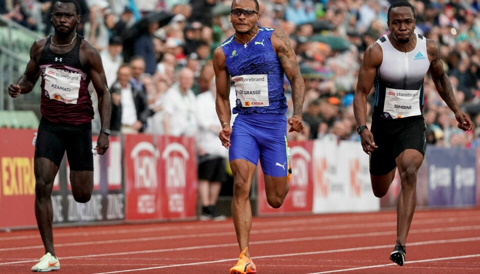 Canadiske Andre De Grasse (midten) er blant friidrettstoppene på 200 meter under årets Bislett Games. Canadiske Andre De Grasse (midten) er blant friidrettstoppene på 200 meter under årets Bislett Games. Foto: Stian Lysberg Solum / NTB