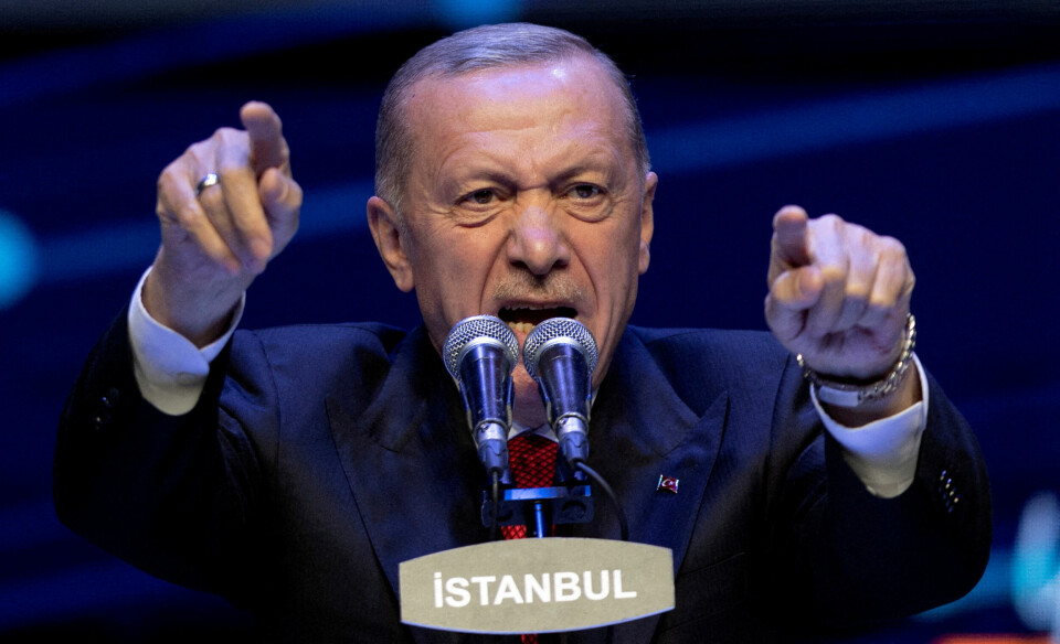 Tyrkias sittende president Recep Tayyip Erdoğan under et møte med velgere i Istanbul 18. mai. Tyrkias sittende president Recep Tayyip Erdoğan under et møte med velgere i Istanbul 18. mai.