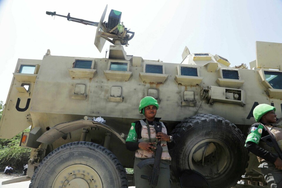 AU-styrker har vært i Somalia siden 2007 for å hjelpe sentralregjeringen i kampen mot opprørerne. Her fra Mogadishu 15. mai. AU-styrker har vært i Somalia siden 2007 for å hjelpe sentralregjeringen i kampen mot opprørerne. Her fra Mogadishu 15. mai.