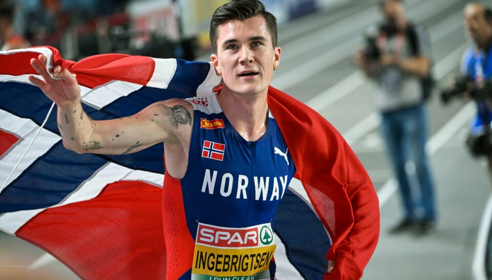 Jakob Ingebrigtsen får tøff konkurranse på Bislett. Jakob Ingebrigtsen seiret på 3000 meter innendørs i EM.Foto: FREDRIK SANDBERG /TT / NTB
