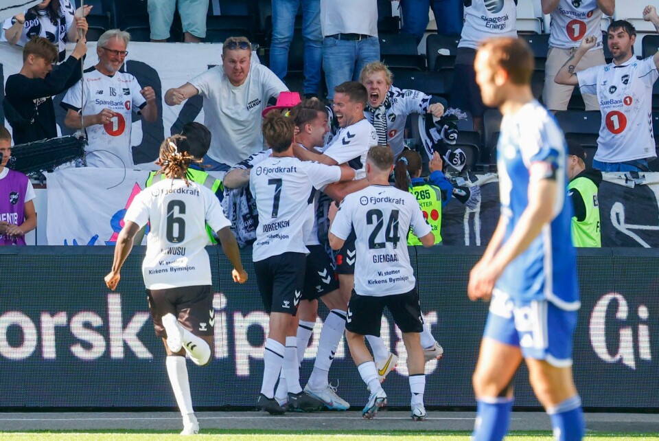 Ole Erik Midtskogen og Odd jubler for scoring mot Molde. Ole Erik Midtskogen og Odd jubler for scoring mot Molde. Foto: Tor Erik Schrøder / NTB