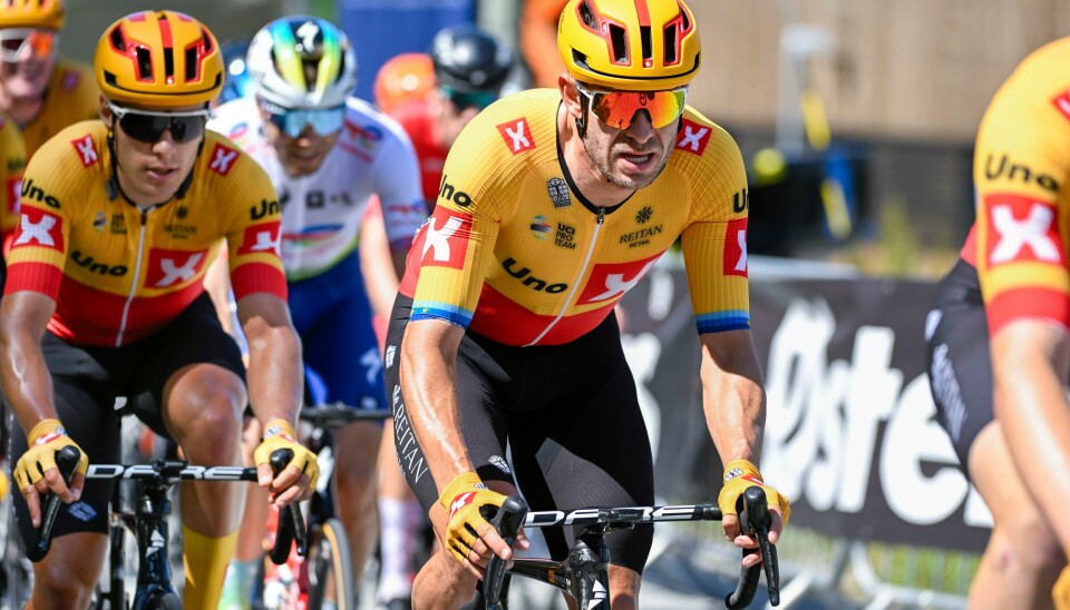 Alexander Kristoff i aksjon under fellestarten for herrer under NM i Sandnes søndag. Alexander Kristoff