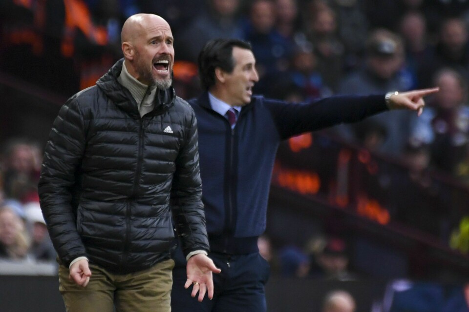 Manchester United-manager Erik ten Hag ledet laget mot Aston Villa søndag Manchester United-manager Erik ten Hag ledet laget mot Aston Villa søndag. Foto: Rui Vieira / AP Photo / NTB