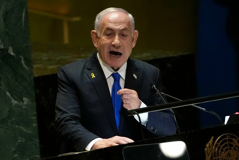 I brevet til statsminister Benjamin Netanyahu ber et samlet norsk pressekorps om at Israel opprettholder sine presseetiske forpliktelser ved å gi utenlandske medier umiddelbar, uavhengig tilgang til Gaza. Her er Netanyahu på talerstolen i FNs hovedforsamling i forrige uke. I brevet til statsminister Benjamin Netanyahu ber et samlet norsk pressekorps om at Israel opprettholder sine presseetiske forpliktelser ved å gi utenlandske medier umiddelbar, uavhengig tilgang til Gaza. Her er Netanyahu på talerstolen i FNs hovedforsamling i forrige uke. Foto: Pamela Smith / AP / NTB