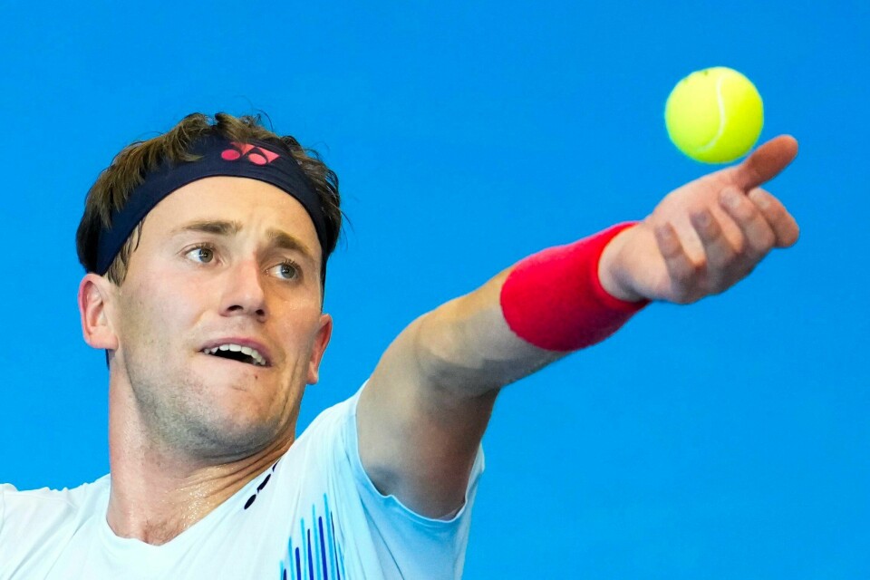 Casper Ruud under Davis Cup i september. Casper Ruud fikk det tøft mot portugisisk motstand i Davis Cup fredag. Foto: Javad M. Parsa / NTB