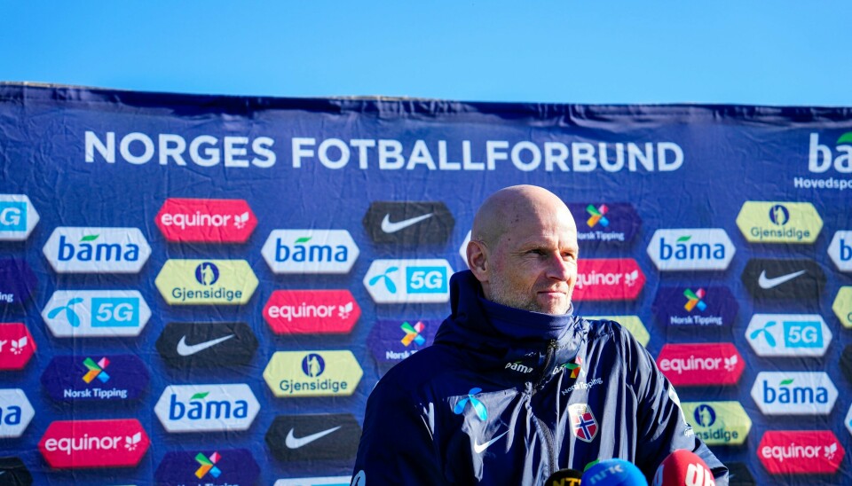Landslagssjef Ståle Solbakken på fredagens pressekonferanse på Lillestrøm. Pressekonferanse med landslagssjef Ståle Solbakken, dagen etter seieren mot Slovenia. Foto: Beate Oma Dahle / NTB
