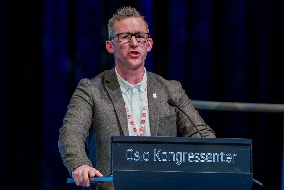 Christopher Beckham på representantskapsmøtet til LO før lønnsoppgjøret 2024. Foto: Terje Pedersen / NTB Forbundsleder i HK Norge, Christopher Beckham, forteller at det har vært et godt forhandlingsklima, men at forhandlingsutvalget ikke kunne akseptere totaliteten. Foto: Terje Pedersen / NTB