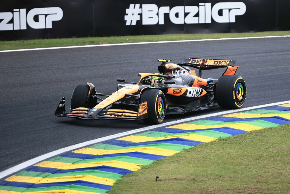 Lando Norris vant sprintløpet i Brasil lørdag. Lando Norris vant sprintløpet i Brasil lørdag. Foto: Ettore Chiereguini / AP Photo / NTB