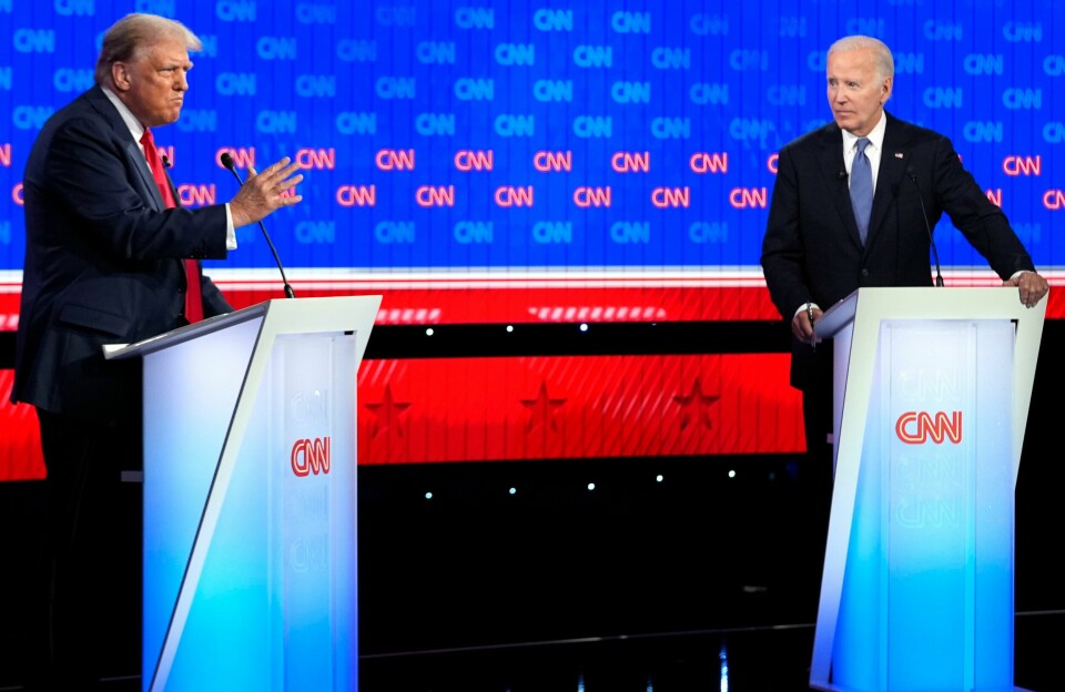 Donald Trump og Joe Biden, her fra den mye omtalte debatten i juni, som til slutt førte til at Biden trakk seg som Demokratenes presidentkandidat. Donald Trump og Joe Biden, her fra den mye omtalte debatten i juni, som til slutt førte til at Biden trakk seg som Demokratenes presidentkandidat. Foto: Gerald Herbert / AP / NTB