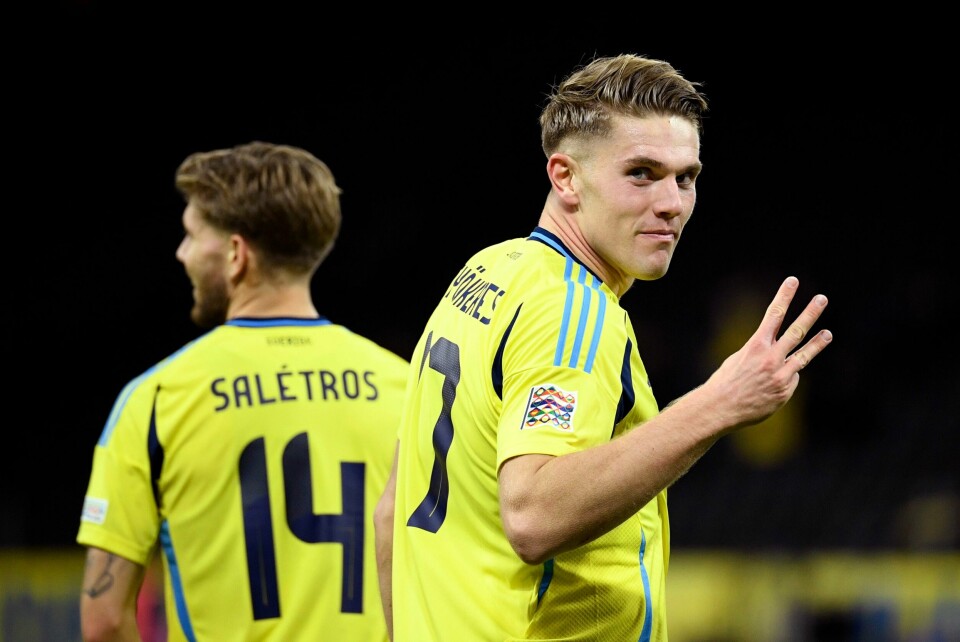 Viktor Gyökeres scoret fire av målene da Sverige banket Aserbajdsjan i nasjonsligaen. Viktor Gyökeres scoret fire av målene da Sverige banket Aserbajdsjan i nasjonsligaen. Foto: Jakob Akersten Broden / TT / AP / NTB