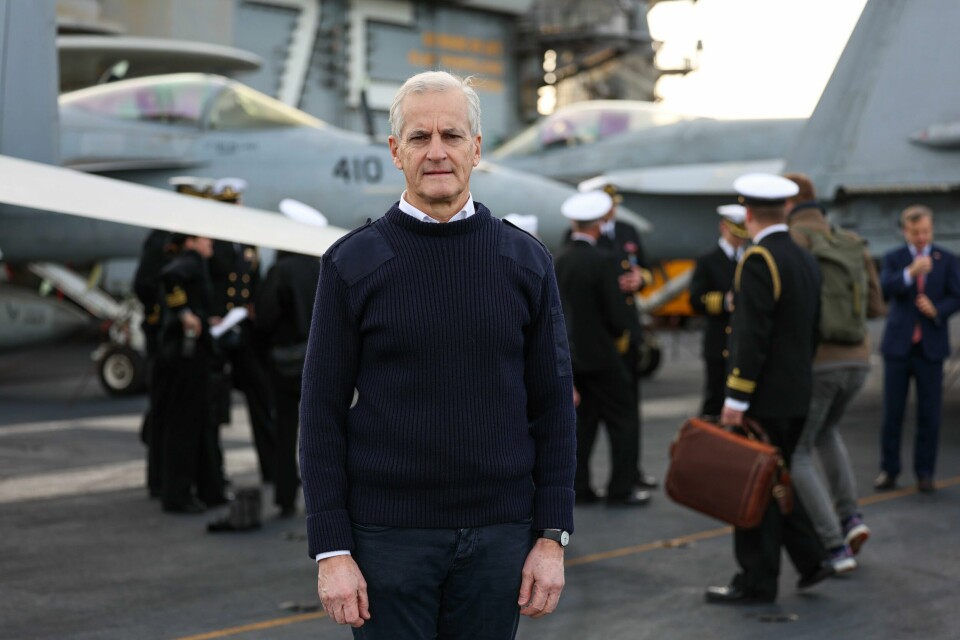 Statsminister Jonas Gahr Støre besøkte hangarskipet USS Harry S. Truman som ligger ankret i Bunnefjorden lørdag. Statsminister Jonas Gahr Støre besøkte hangarskipet USS Harry S. Truman som ligger ankret i Bunnefjorden lørdag. Foto: Amanda Pedersen Giske / NTB