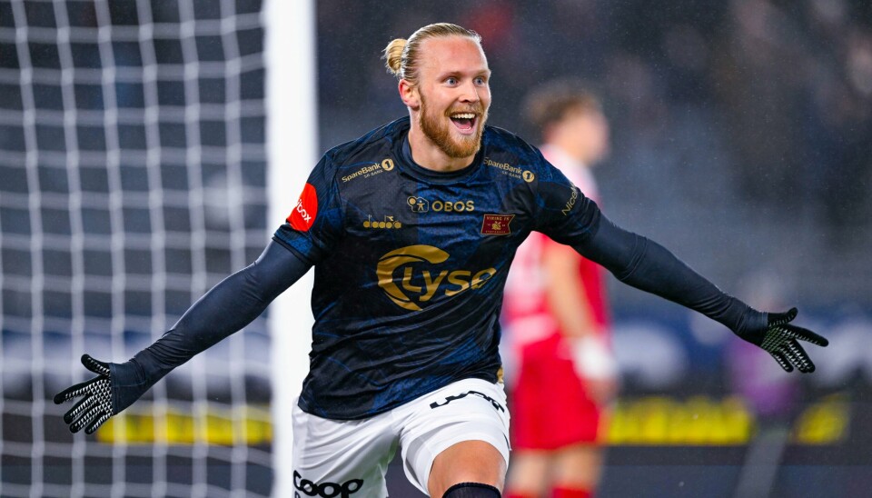 Lars-Jørgen Salvesen scoret hattrick for Viking mot Sandefjord. Lars-Jørgen Salvesen scoret hattrick for Viking mot Sandefjord. Foto: Carina Johansen / NTB