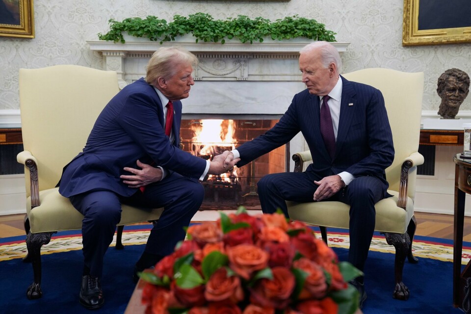 USAs president Joe Biden (t.h.) tok imot påtroppende president Donald Trump i Det hvite hus onsdag. USAs president Joe Biden (t.h.) tok imot påtroppende president Donald Trump i Det hvite hus onsdag. Foto: Evan Vucci / AP / NTB