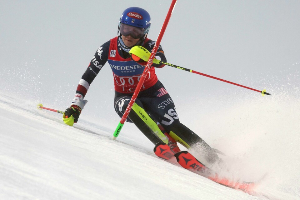 Mikaela Shiffrin i 1. omgang i Levi lørdag Mikaela Shiffrin i 1. omgang i Levi lørdag. Foto: Marco Trovati / AP / NTB.