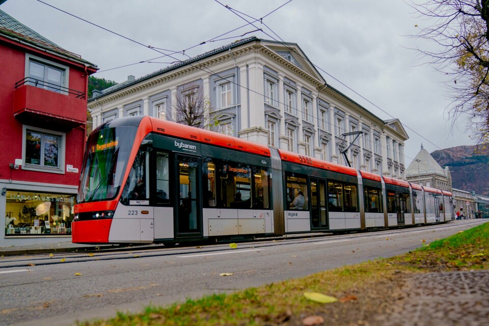 Bybanen på Kaigaten i Bergen. Bybanen på Kaigaten i Bergen. Foto: Stian Lysberg Solum / NTB