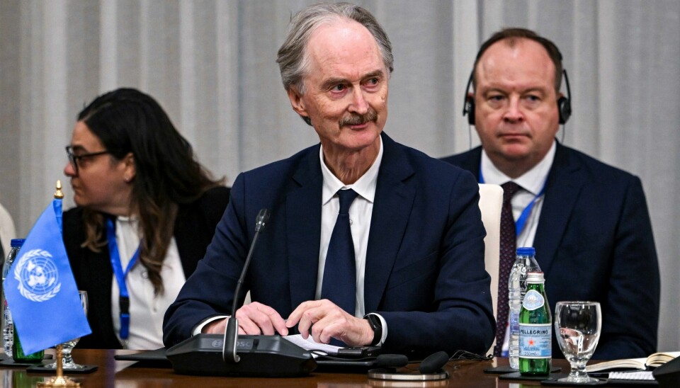 FNs spesialutsending Geir O. Pedersen. FNs spesialutsending for Syria, norske Geir O. Pedersen, deltok på en konferanse om Syria i Jordan lørdag. Pedersen understreker viktigheten av å unngå at institusjoner i Syria kollapser. Foto: Andrew Caballero-Reynolds / Pool via AP / NTB