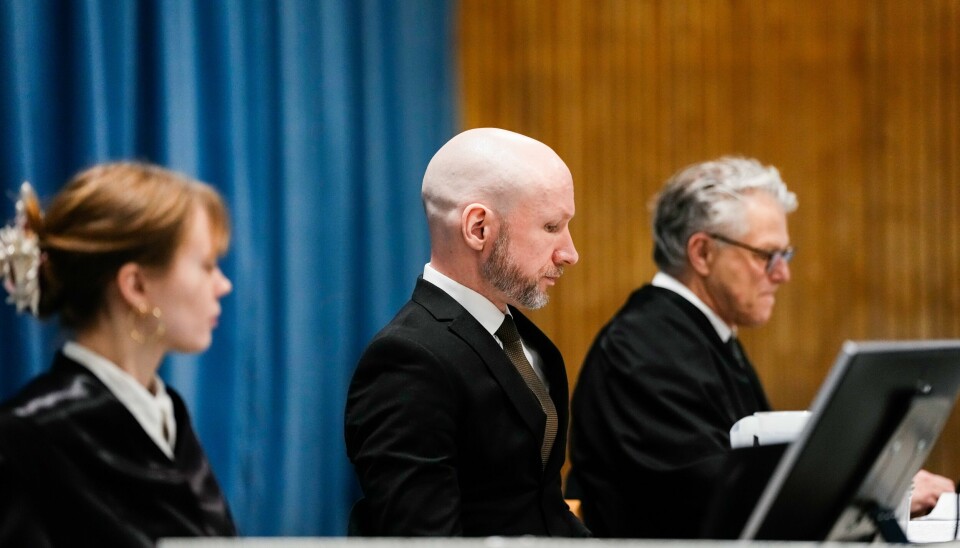 Bilde fra tingretten. Forvaringsdømte Anders Behring Breivik har bedt om å bli prøveløslatt. Fredag kommer domstolen med sin avgjørelse. Foto: Beate Oma Dahle / POOL / NTB
