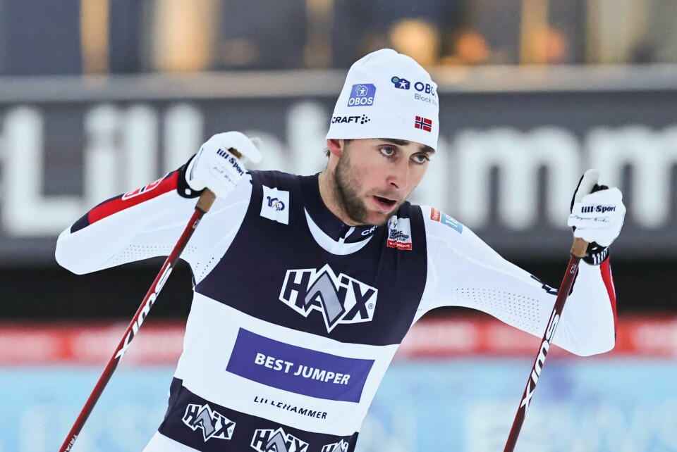 Jarl Magnus Riiber vant kombinert World Cup langrenn på Birkebeineren Skistadion på Lillehammer. Jarl Magnus Riiber startet med et forsprang på 44 sekunder ned til nestemann på langrennet lørdag. Foto: Geir Olsen / NTB
