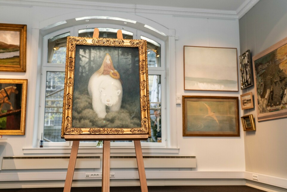Det er ventet ny norgesrekord når Theodor Kittelsens «Kvitebjørn kong Valemon» skal selges på auksjon onsdag kveld. Det er ventet ny norgesrekord når Theodor Kittelsens «Kvitebjørn kong Valemon» skal selges på auksjon onsdag kveld. Foto: Thomas Fure / NTB