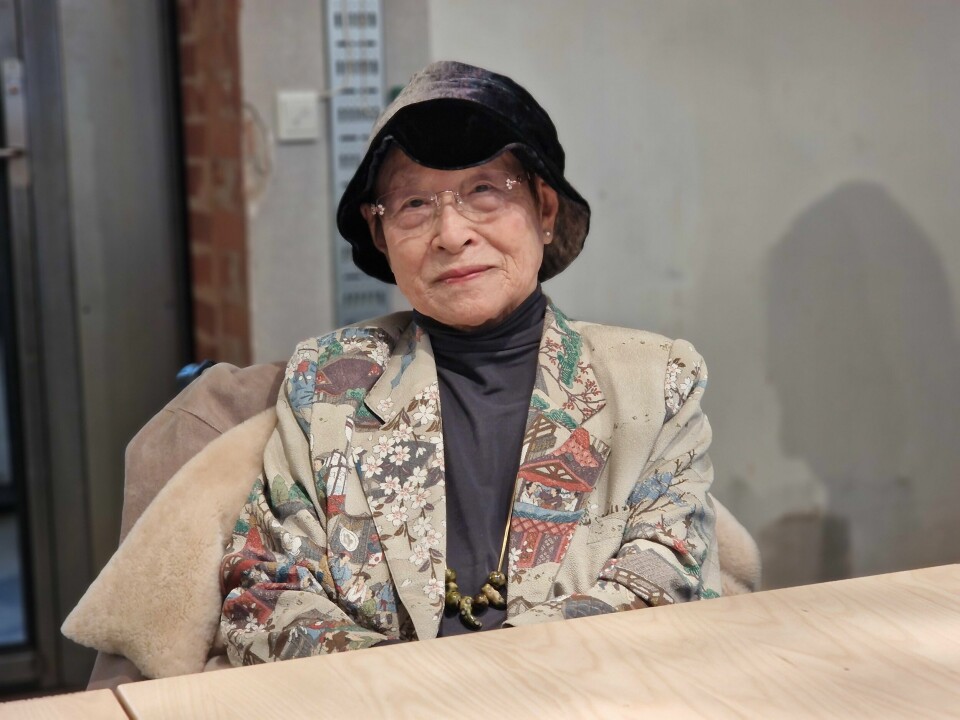 Hashizume Fumiko (93) på besøk i Oslo, som en del av fredspris-delegasjonen fra Japan. Hashizume Fumiko