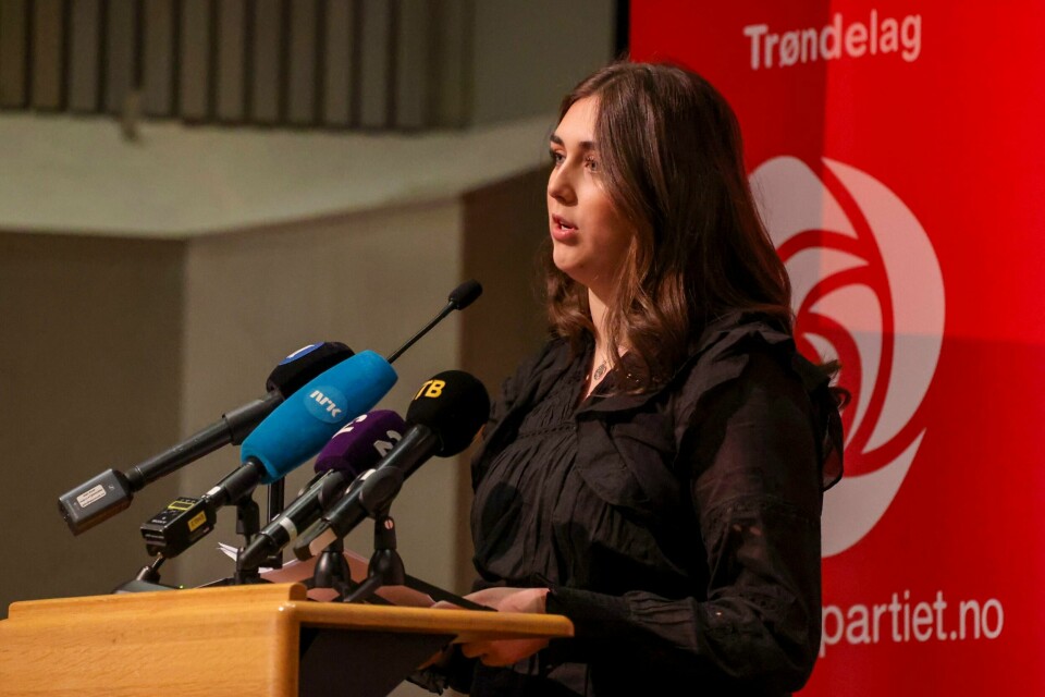 Kristine Holden, leder i Trøndelag AUF, under nominasjonsmøtet lørdag. Kristine Holden, leder i Trøndelag AUF, under nominasjonsmøtet lørdag. Foto: Jan Langhaug / NTB