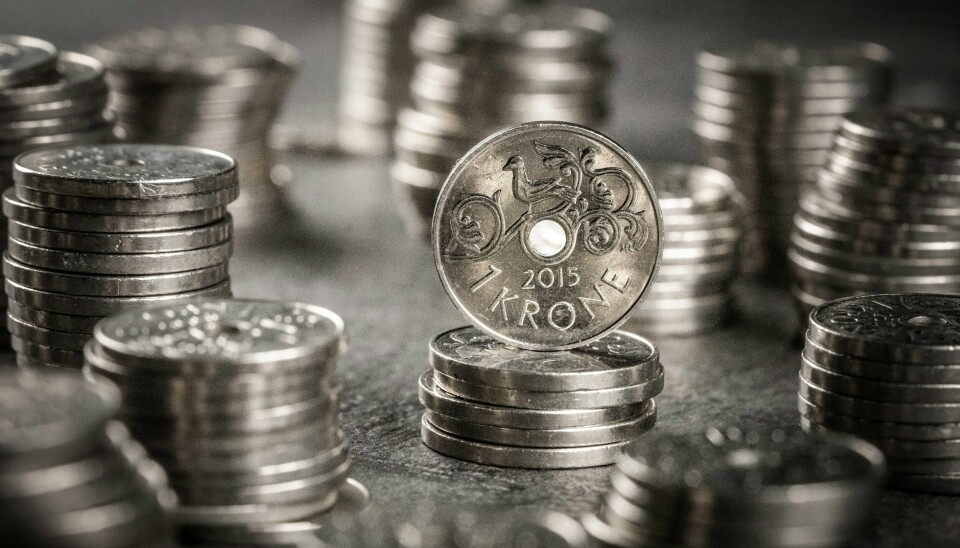Norges Bank skal selge 150 millioner kroner hver dag fram til 13. desember. Bildet viser kronestykker. Foto: Ole Berg-Rusten / NTB