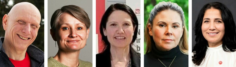 Forfatterne av innlegget (fra v.): Olav Neerland, Lisbeth Norshus, Torunn Bredvei Steinsholt, Christine Fredriksen og Herdem Trønnes. FO-ledere i HSØ